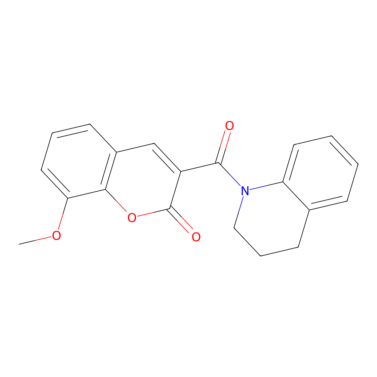 8-methoxy-3-(1,2,3,4-tetrahydroquinoline-1-carbonyl)-2H-chromen-2-one molecular structure, CAS 508231-51-4