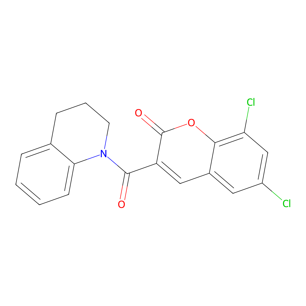 6,8-dichloro-3-(3,4-dihydroquinolin-1(2H)-ylcarbonyl)-2H-chromen-2-one molecular structure, CAS 508231-52-5