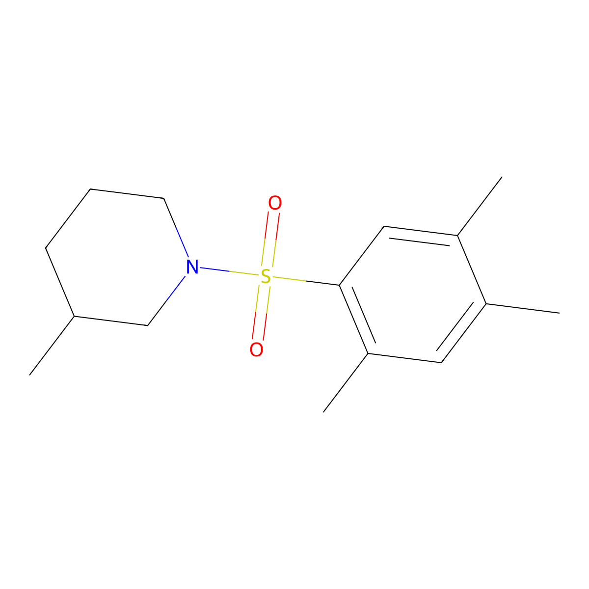 3-Methyl-1-[(2,4,5-trimethylphenyl)sulfonyl]piperidine molecular structure, CAS 508233-13-4