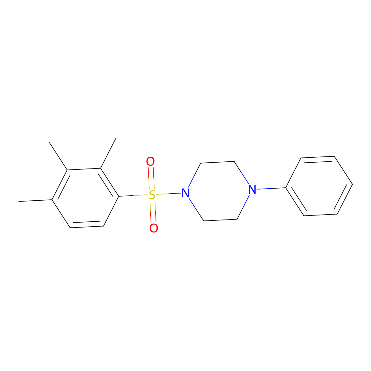 1-Phenyl-4-(2,3,4-trimethylphenyl)sulfonylpiperazine molecular structure, CAS 508233-20-3