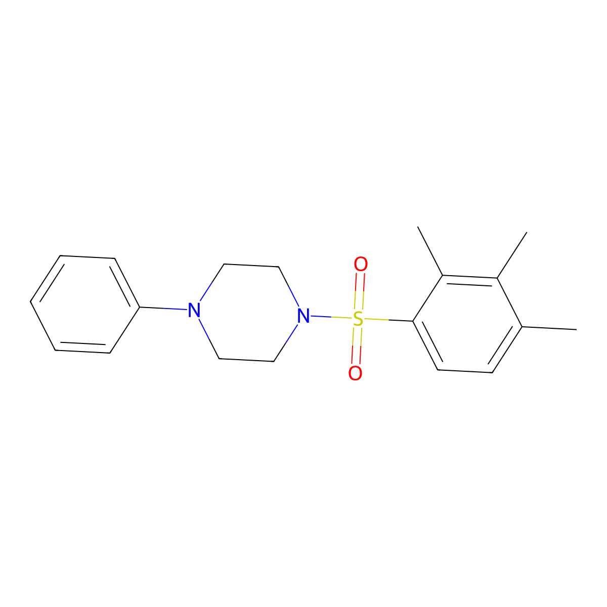 1-Phenyl-4-(2,3,4-trimethylphenyl)sulfonylpiperazine molecular structure, CAS 508233-20-3