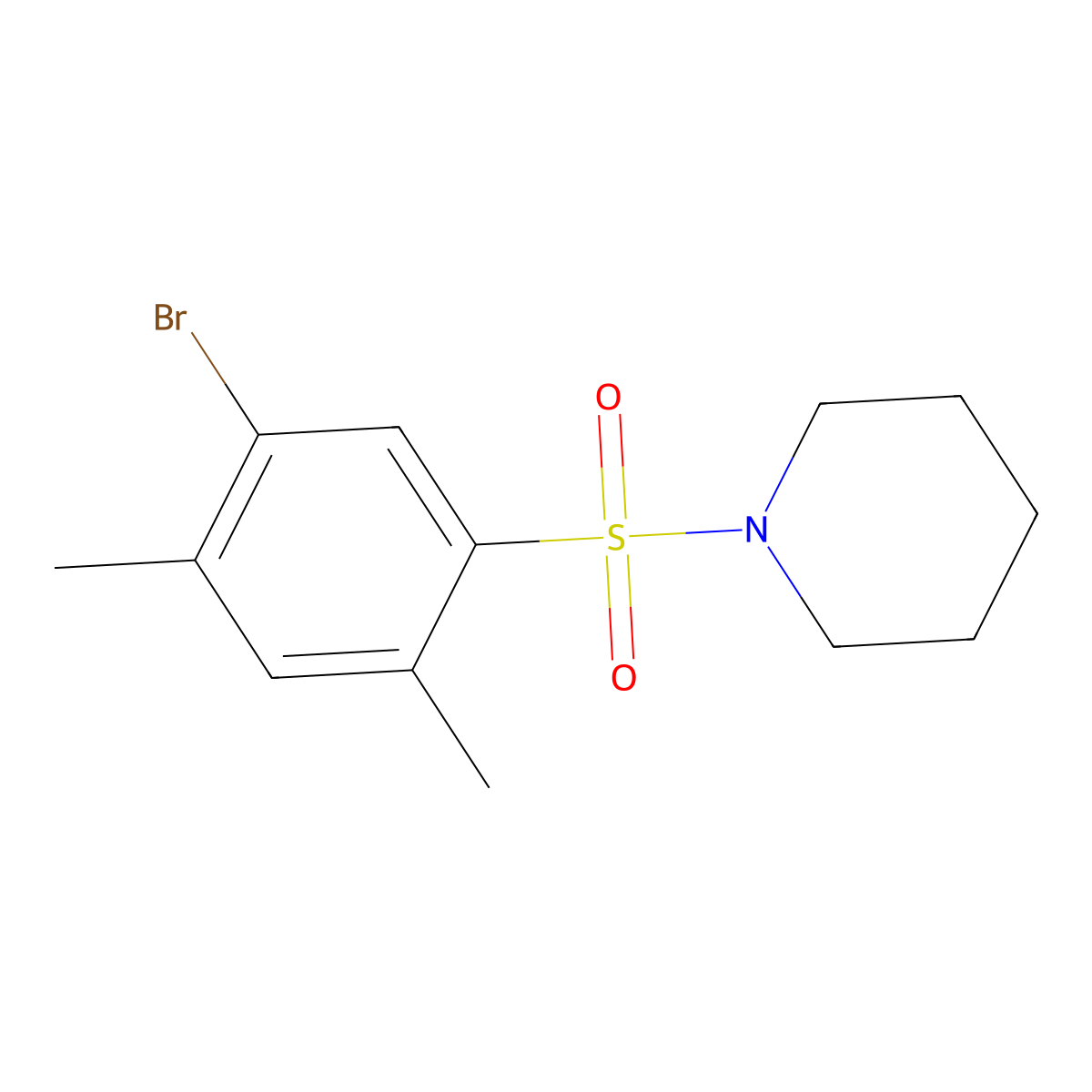 1-(5-Bromo-2,4-dimethylphenyl)sulfonylpiperidine molecular structure, CAS 508233-45-2