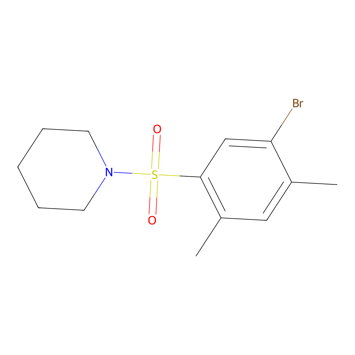 1-(5-Bromo-2,4-dimethylphenyl)sulfonylpiperidine molecular structure, CAS 508233-45-2