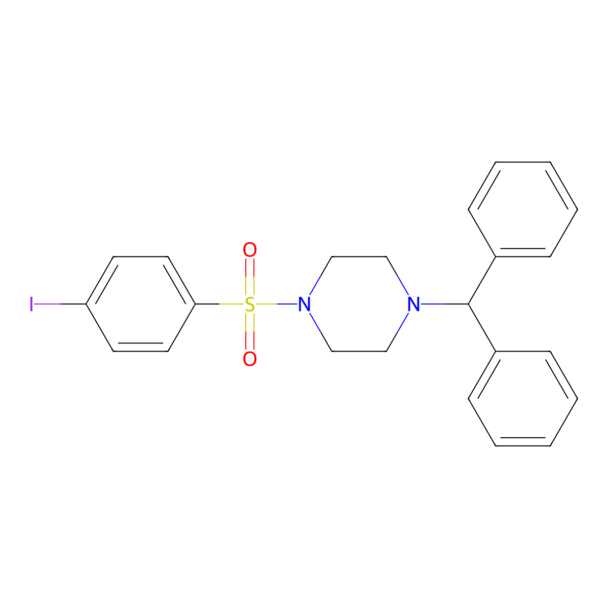 1-(Diphenylmethyl)-4-(4-iodobenzenesulfonyl)piperazine molecular structure, CAS 508233-60-1