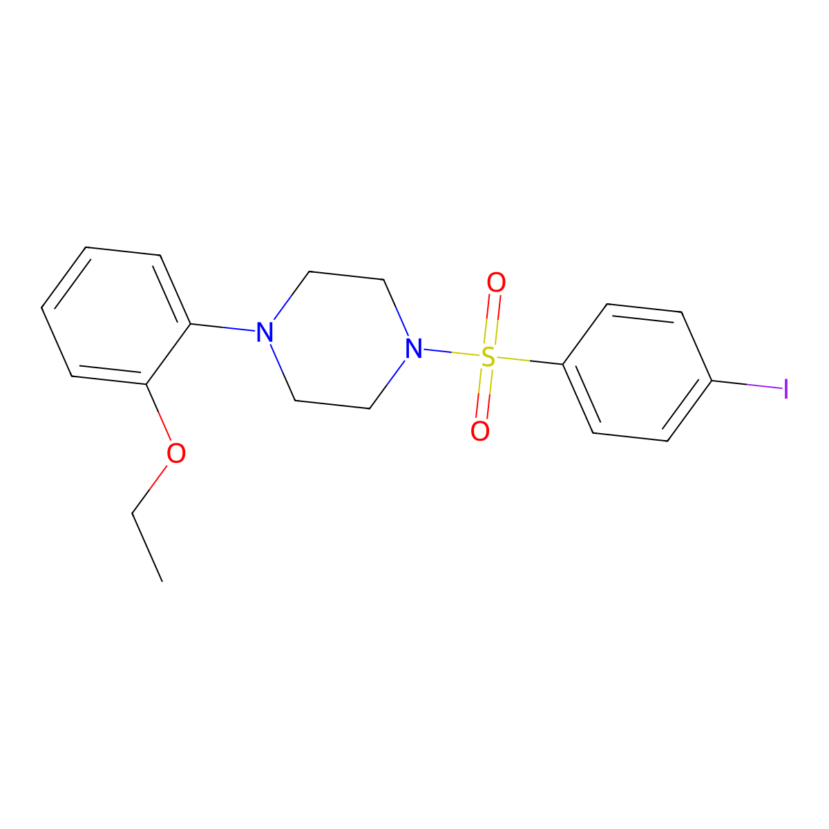 1-(2-Ethoxyphenyl)-4-(4-iodophenyl)sulfonylpiperazine molecular structure, CAS 508233-61-2