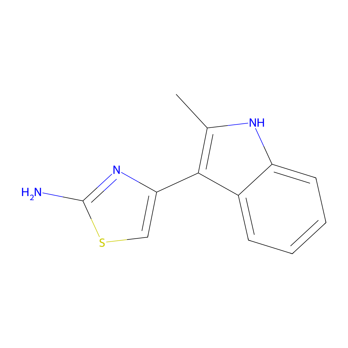 4-(2-Methyl-1H-indol-3-yl)-thiazol-2-ylamine molecular structure, CAS 50825-19-9