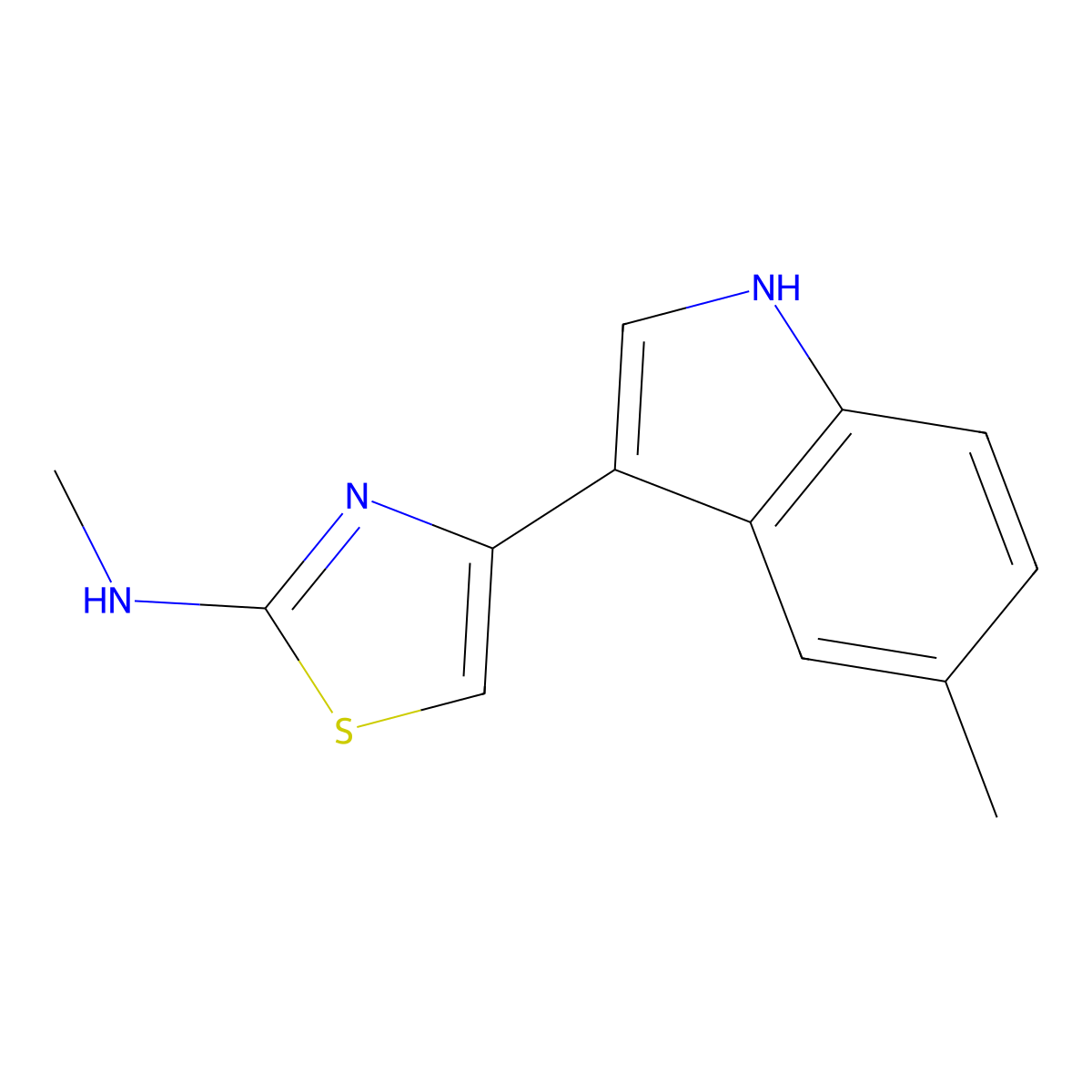 N-methyl-4-(5-methyl-1H-indol-3-yl)-1,3-thiazol-2-amine molecular structure, CAS 50825-21-3