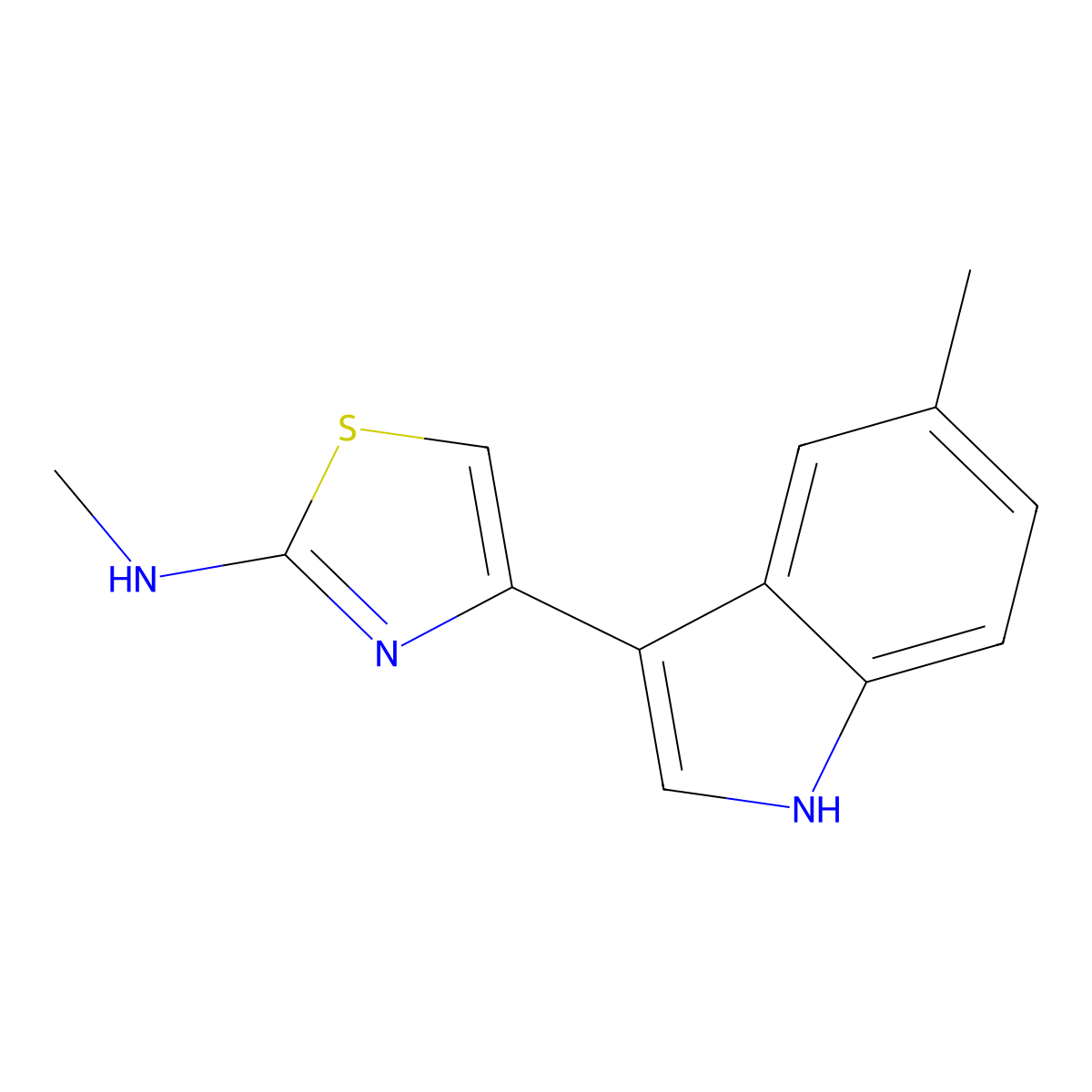 N-methyl-4-(5-methyl-1H-indol-3-yl)-1,3-thiazol-2-amine molecular structure, CAS 50825-21-3