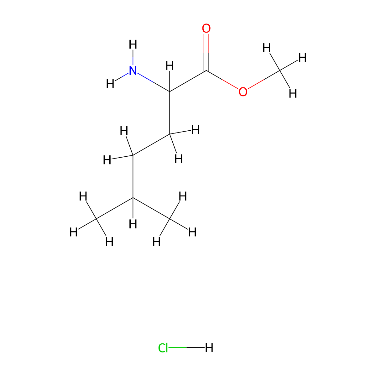 Methyl 2-amino-5-methylhexanoate hydrochloride molecular structure, CAS 50833-28-8