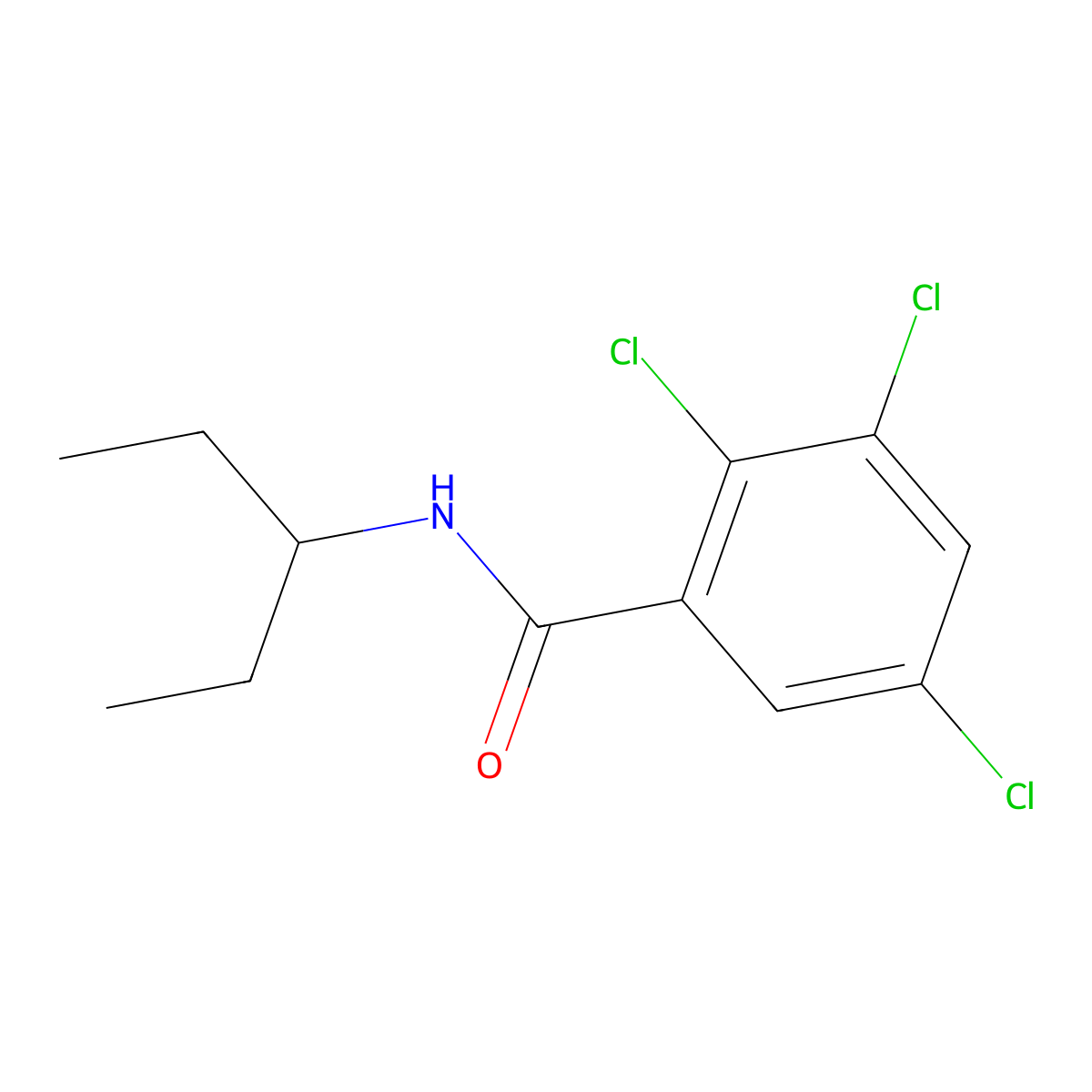 2,3,5-Trichloro-N-(1-ethylpropyl)benzamide molecular structure, CAS 50834-12-3