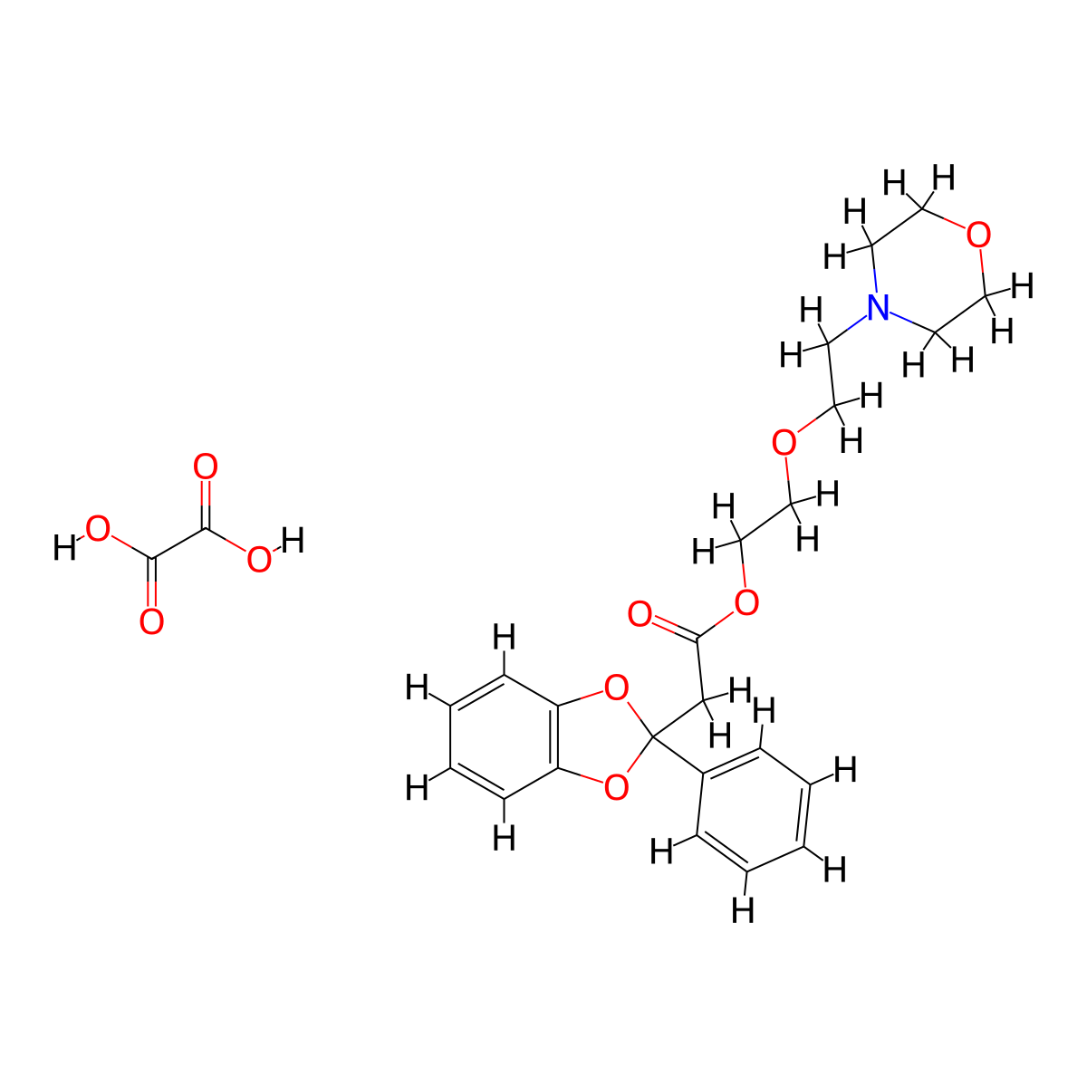 1,3-Benzodioxole-2-acetic acid, 2-phenyl-, (2-morpholinoethoxy)ethyl ester, oxalate molecular structure, CAS 50836-20-9