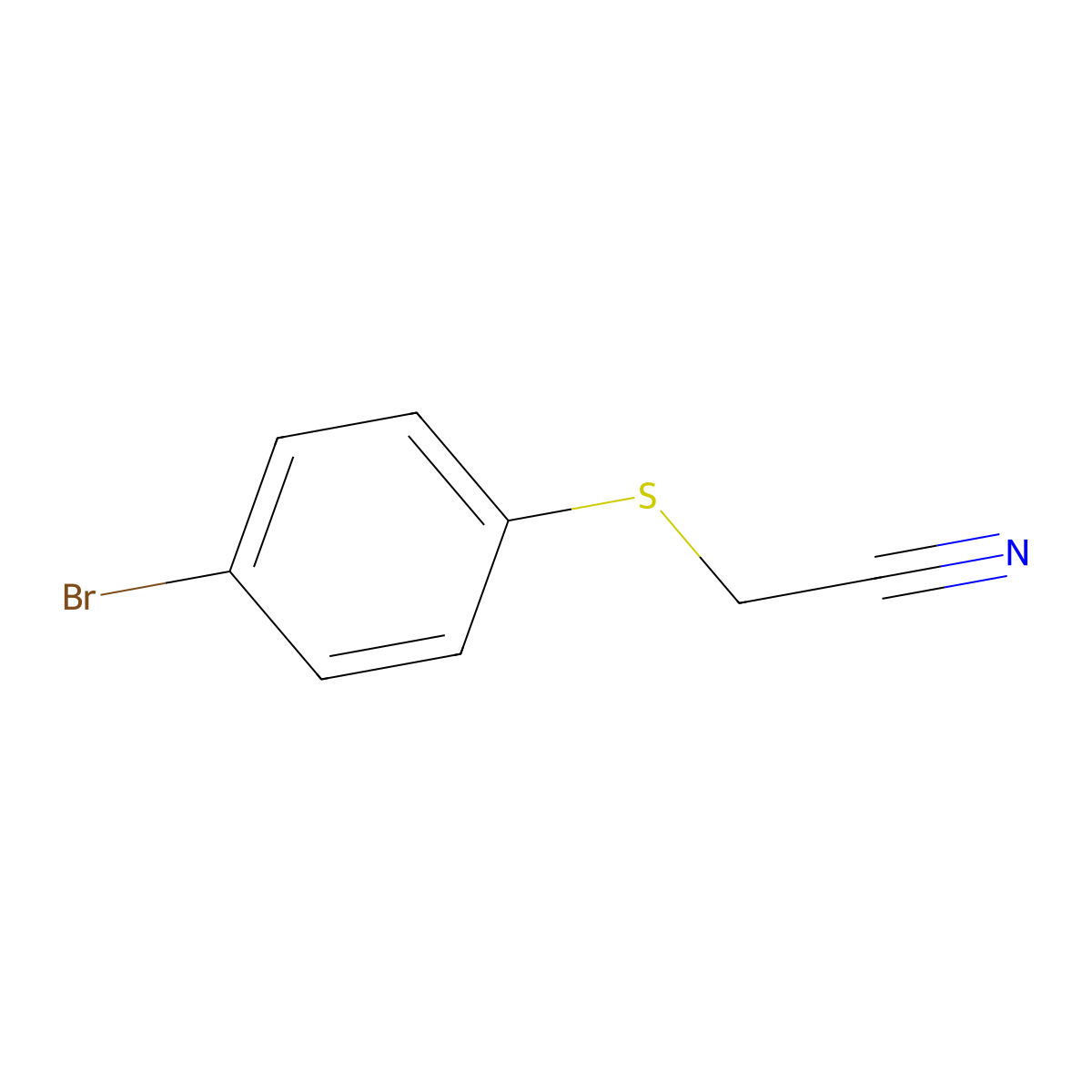 Acetonitrile, [(4-bromophenyl)thio]- molecular structure, CAS 50837-23-5