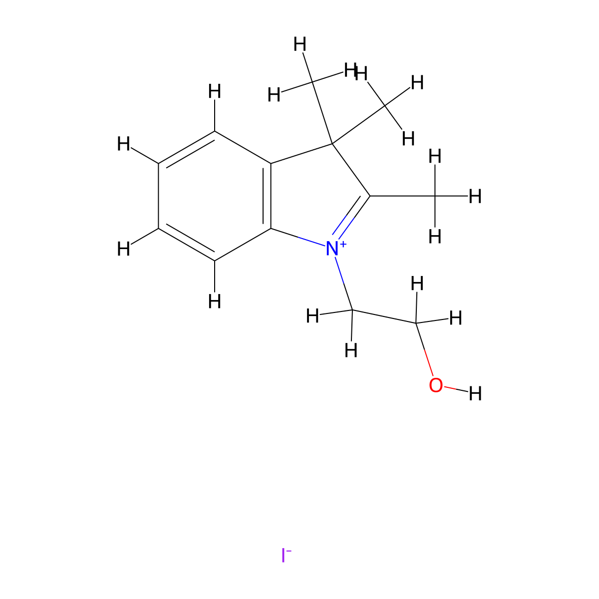 1-(2-Hydroxyethyl)-2,3,3-trimethyl-3H-indolium iodide molecular structure, CAS 50839-66-2