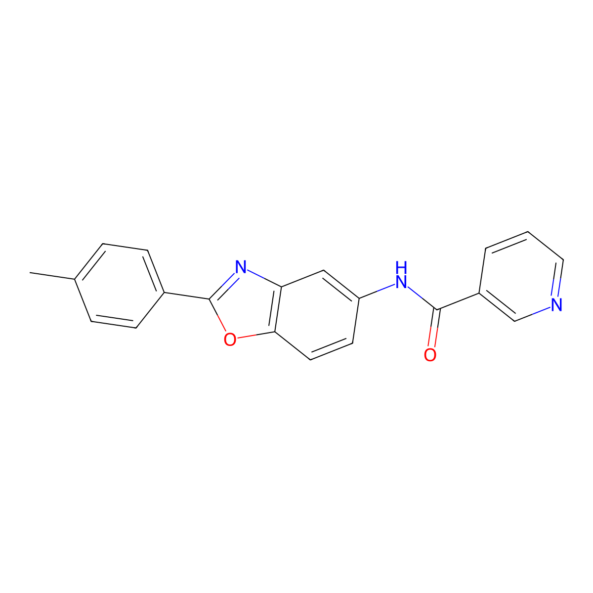 N-[2-(4-Methylphenyl)-1,3-benzoxazol-5-yl]pyridine-3-carboximidic acid molecular structure, CAS 5084-99-1