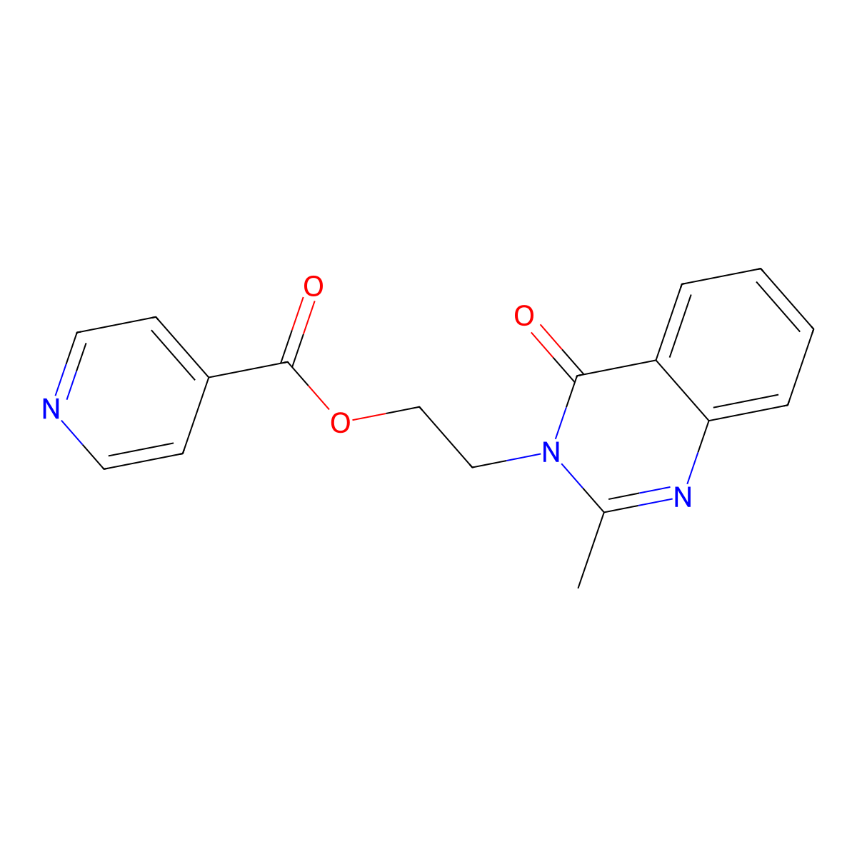 Isonicotinic acid, 2-(2-methyl-4-oxo-3,4-dihydro-3-quinazolinyl)ethyl ester molecular structure, CAS 50840-27-2