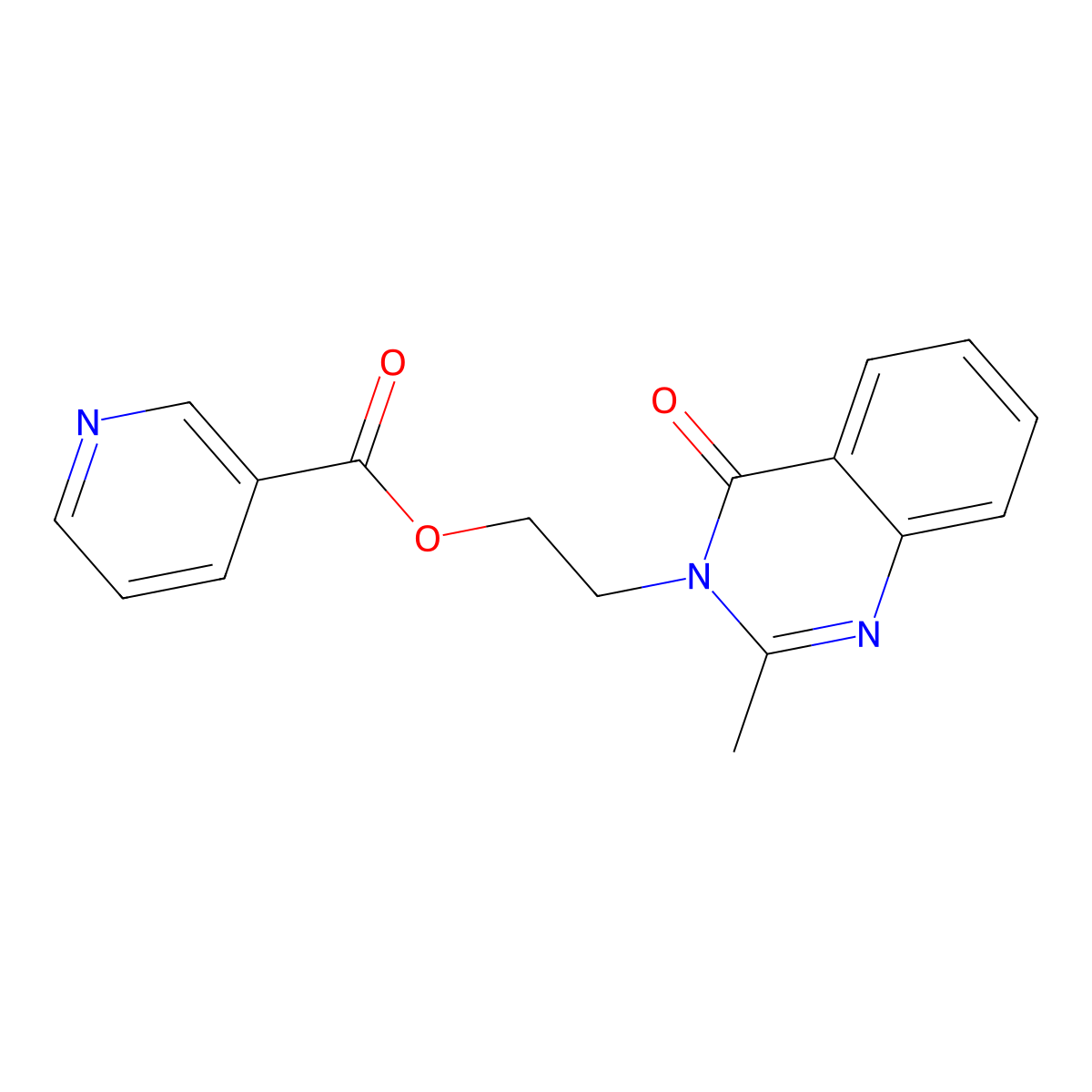Nicotinic acid, 2-(2-methyl-4-oxo-3,4-dihydro-3-quinazolinyl)ethyl ester molecular structure, CAS 50840-28-3