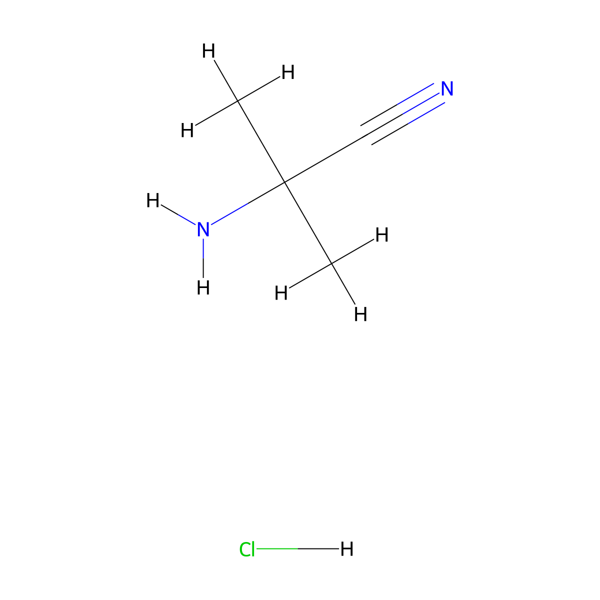 2-Amino-2-methylpropanenitrile hydrochloride molecular structure, CAS 50846-36-1