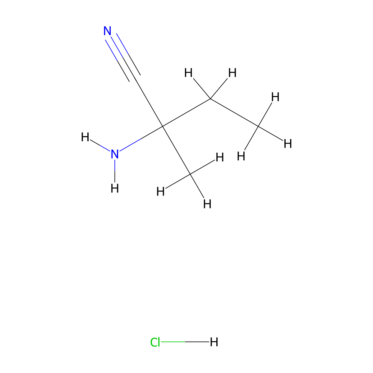 2-Amino-2-methylbutanenitrile hydrochloride molecular structure, CAS 50846-37-2