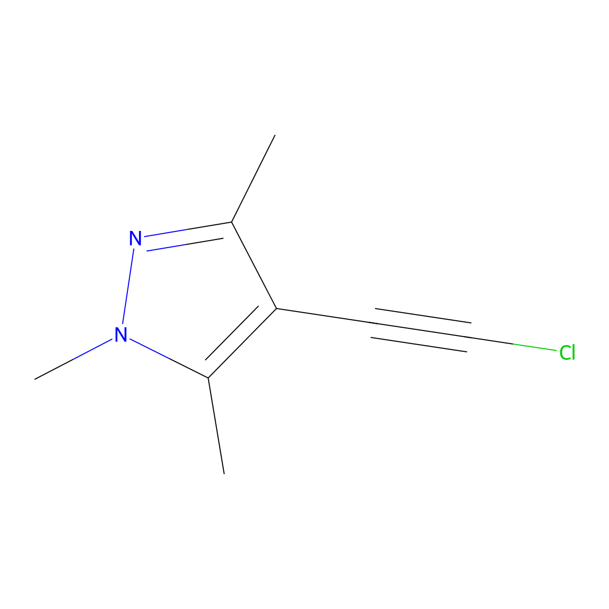4-(2-Chloroethynyl)-1,3,5-trimethylpyrazole molecular structure, CAS 50847-40-0
