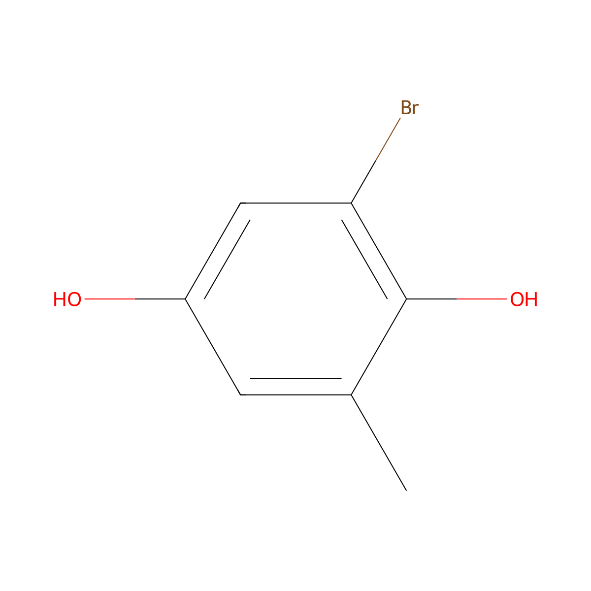 1,4-Benzenediol, 2-bromo-6-methyl- molecular structure, CAS 50848-60-7