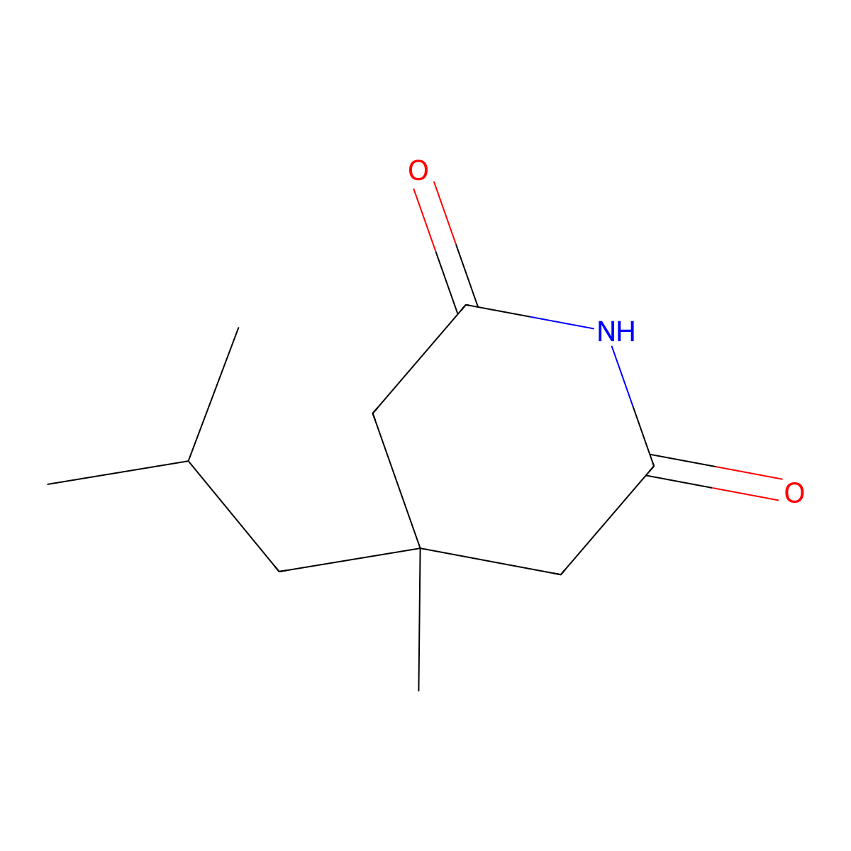 Glutarimide, 3-isobutyl-3-methyl- molecular structure, CAS 50849-39-3