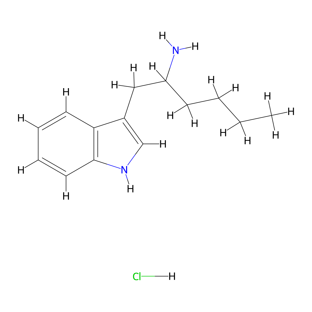 1-(1H-Indol-3-yl)hexan-2-amine hydrochloride molecular structure, CAS 5085-06-3