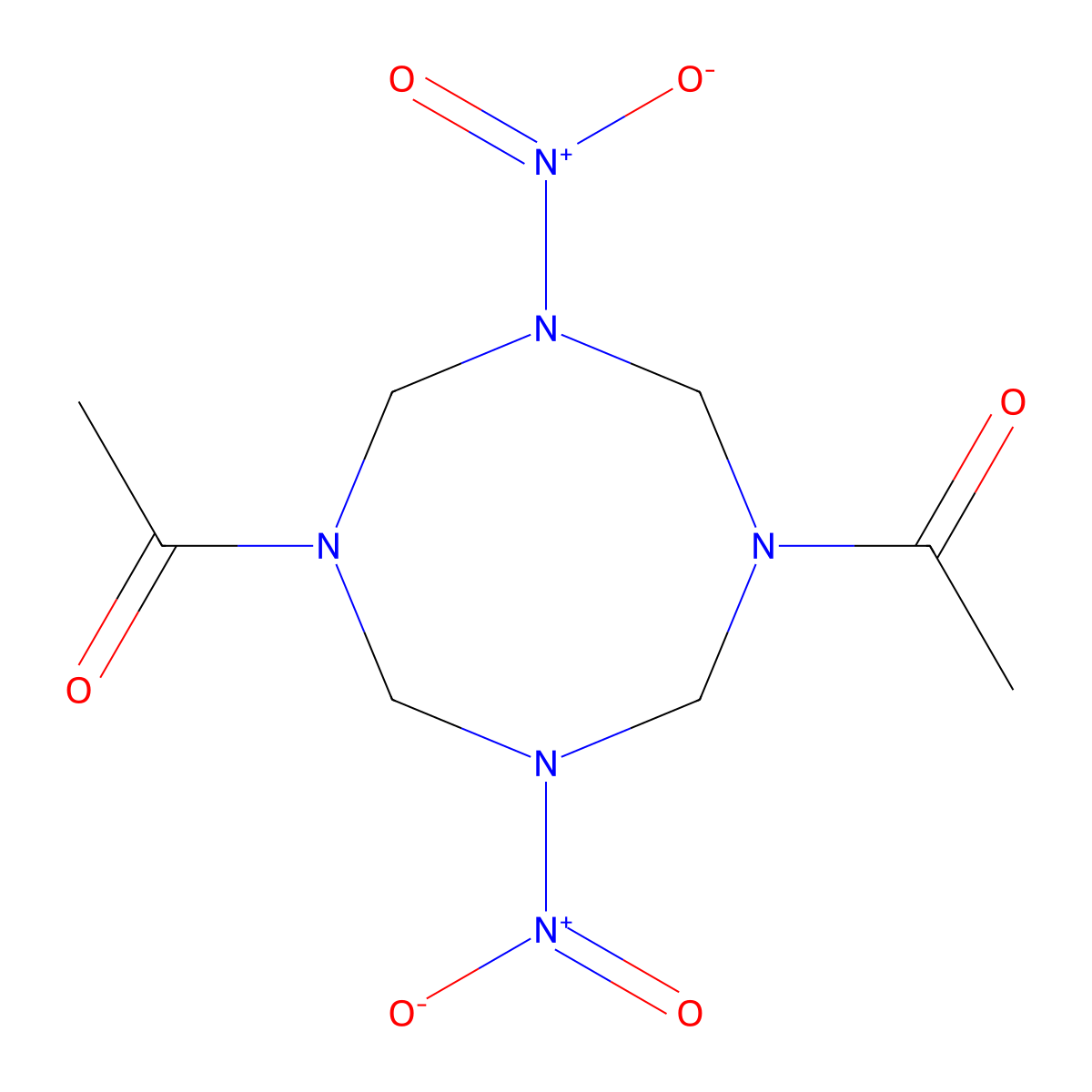 1,5-Diacetyloctahydro-3,7-dinitro-1,3,5,7-tetrazocine molecular structure, CAS 50850-26-5
