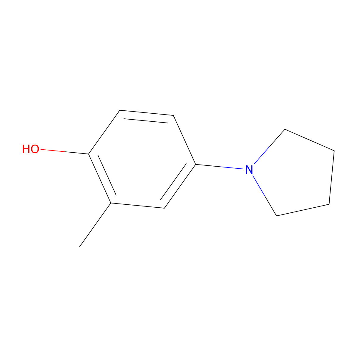 2-Methyl-4-(pyrrolidin-1-yl)phenol molecular structure, CAS 50853-62-8