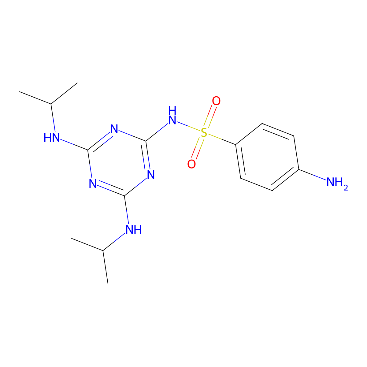 4-amino-N-[4,6-bis(propan-2-ylamino)-1,3,5-triazin-2-yl]benzenesulfonamide molecular structure, CAS 5086-16-8