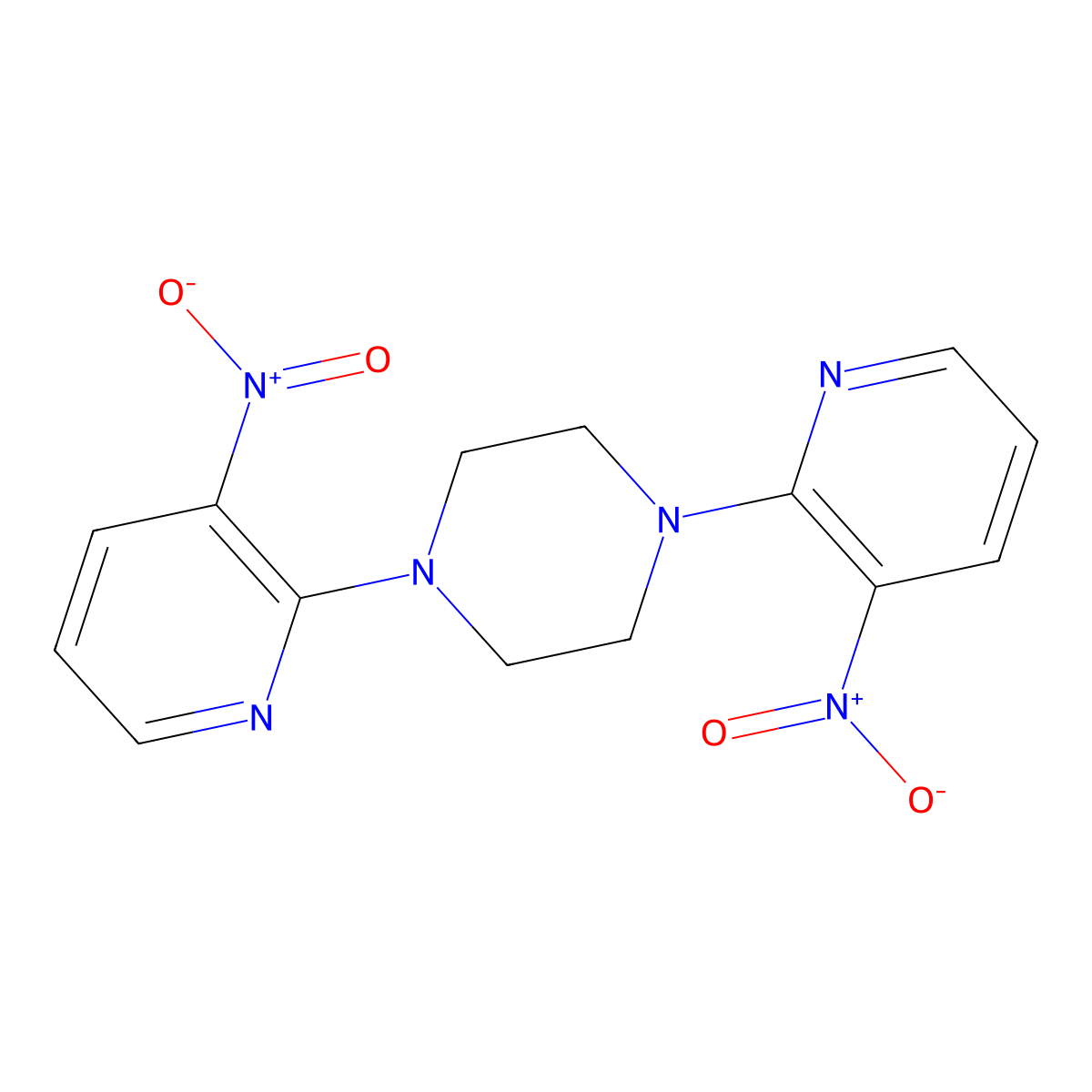 1,4-Bis(3-nitropyridin-2-yl)piperazine molecular structure, CAS 5086-48-6
