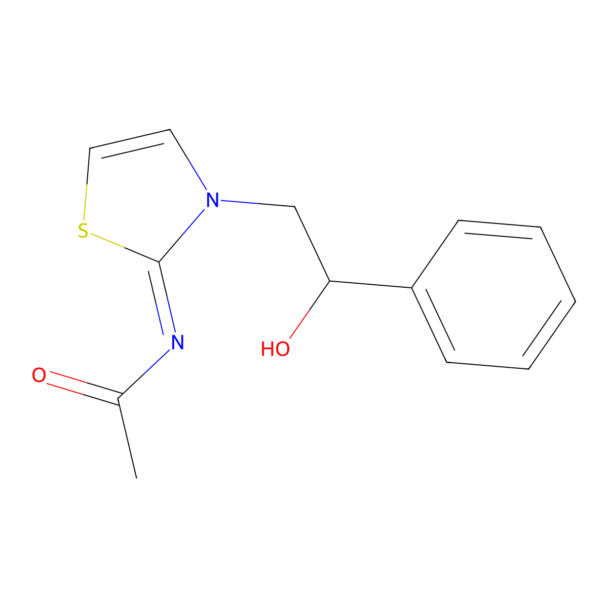 N-[3-(2-hydroxy-2-phenylethyl)-1,3-thiazol-2-ylidene]acetamide molecular structure, CAS 5086-69-1