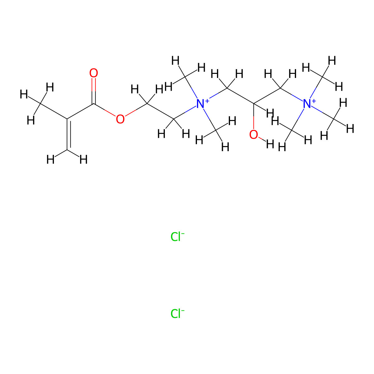 1,3-Propanediaminium, 2-hydroxy-N1,N1,N1,N3,N3-pentamethyl-N3-[2-[(2-methyl-1-oxo-2-propen-1-yl)oxy]ethyl]-, chloride (1:2) molecular structure, CAS 50862-24-3