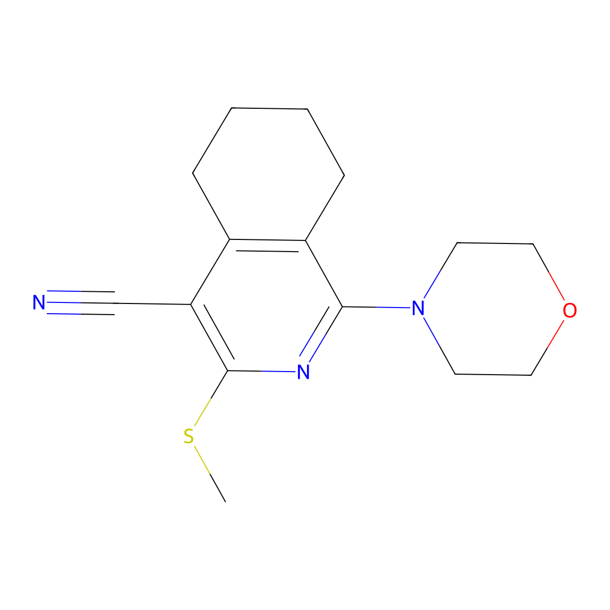 3-Methylsulfanyl-1-morpholin-4-yl-5,6,7,8-tetrahydroisoquinoline-4-carbonitrile molecular structure, CAS 50865-88-8