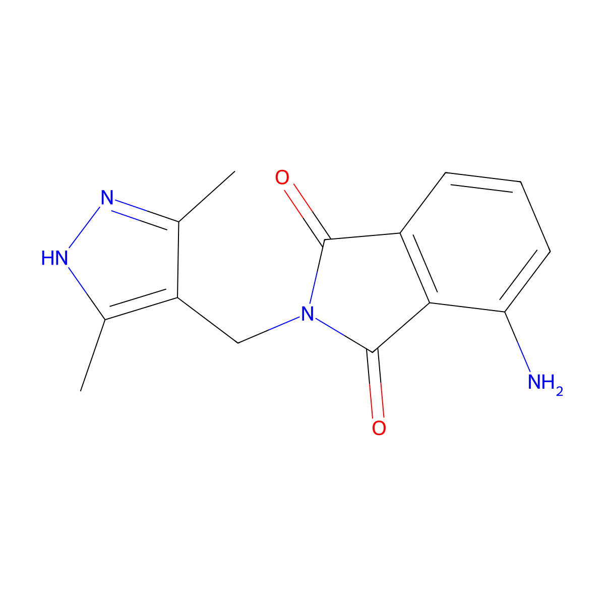 4-Amino-2-((3,5-dimethyl-1H-pyrazol-4-yl)methyl)isoindoline-1,3-dione molecular structure, CAS 50866-19-8