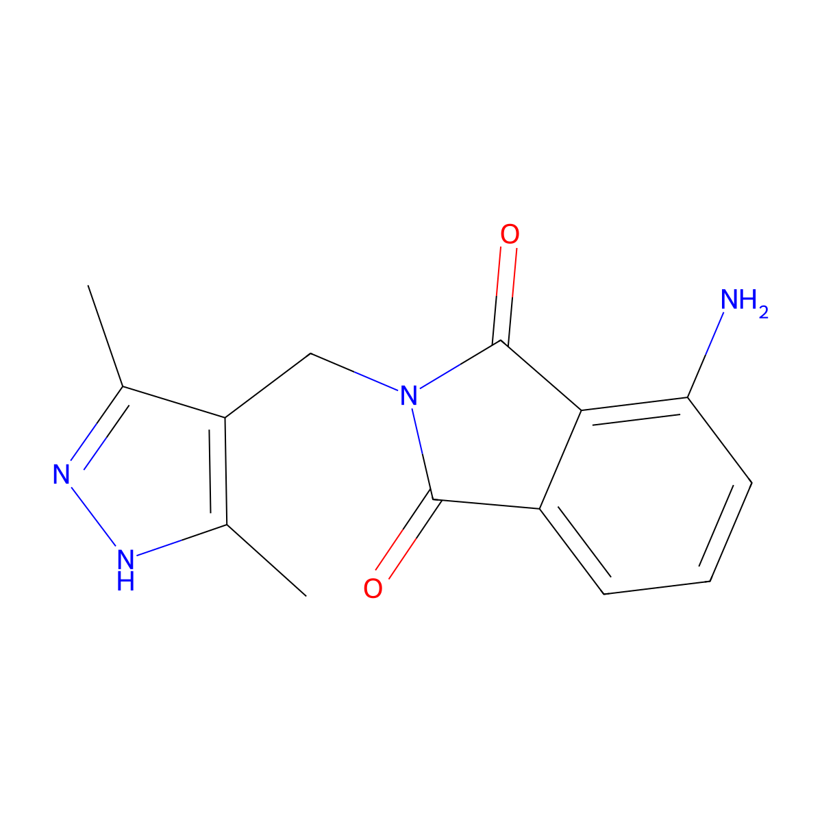 4-Amino-2-((3,5-dimethyl-1H-pyrazol-4-yl)methyl)isoindoline-1,3-dione molecular structure, CAS 50866-19-8
