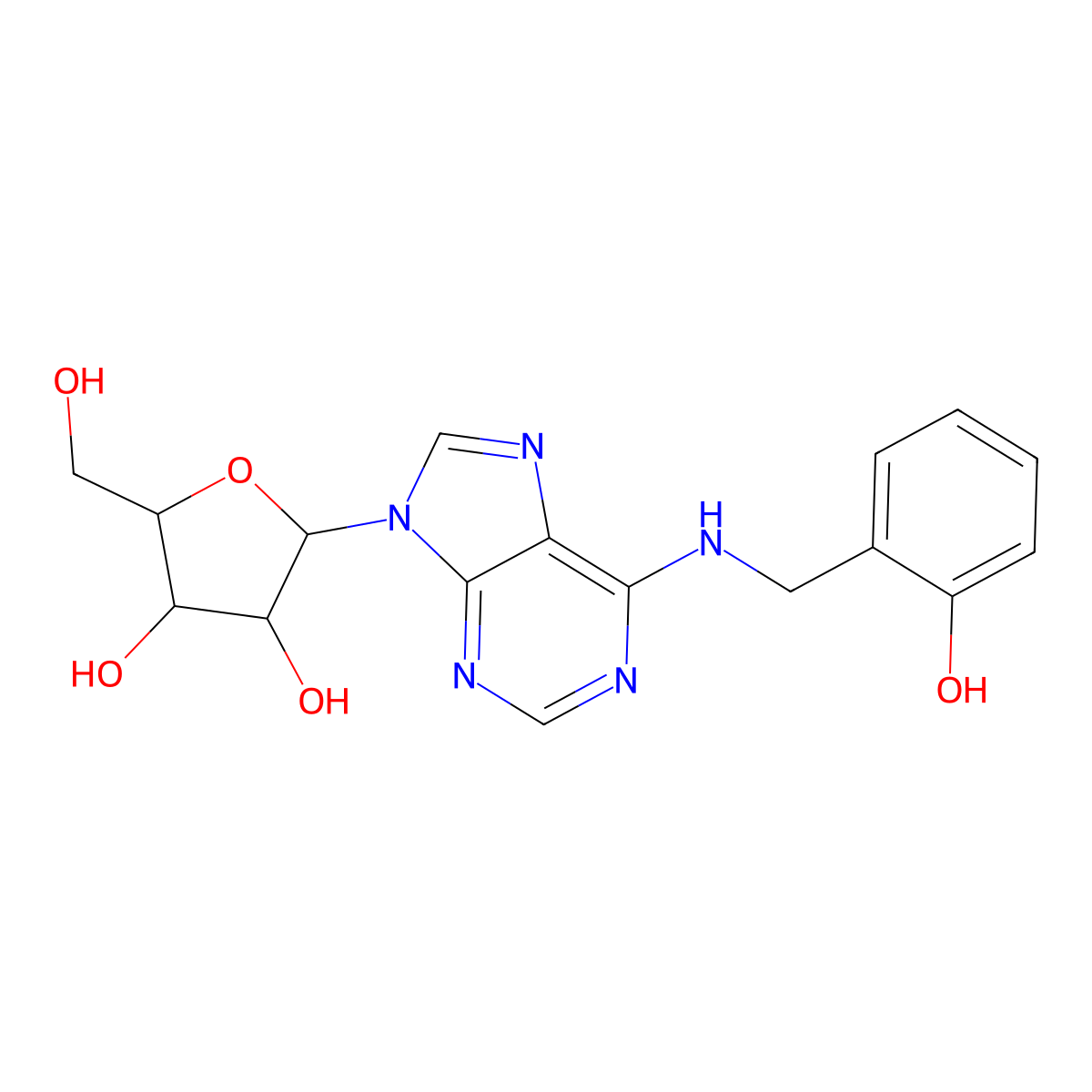 Ortho-topolin riboside molecular structure, CAS 50868-58-1