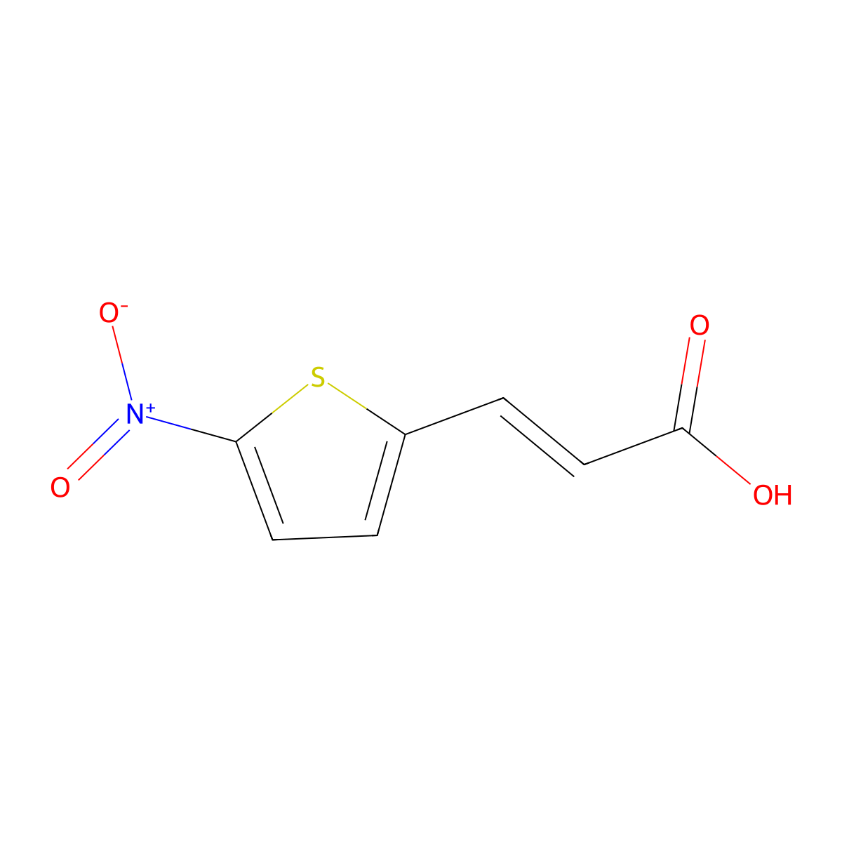 (2E)-3-(5-nitrothiophen-2-yl)prop-2-enoic acid molecular structure, CAS 50868-70-7