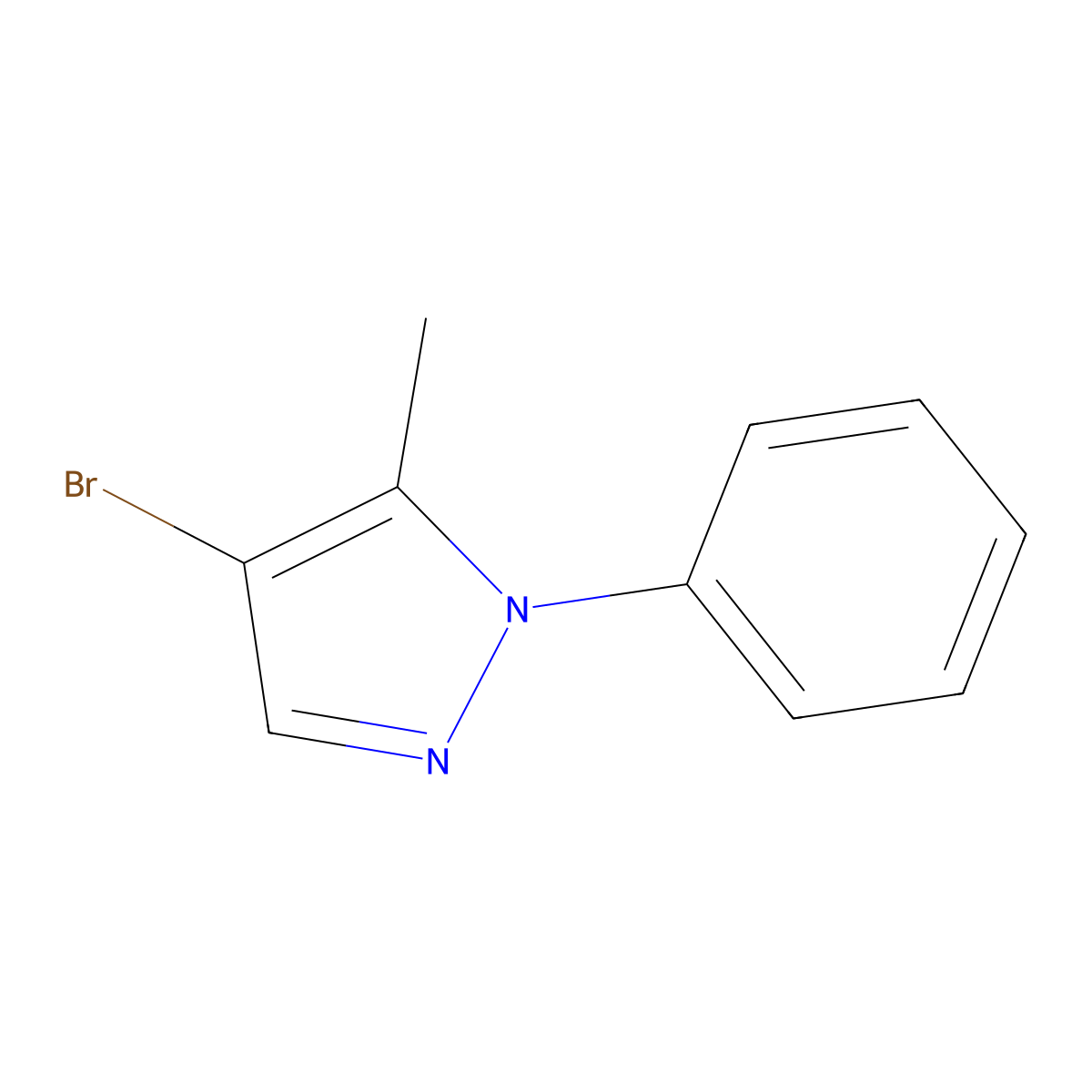 4-Bromo-5-methyl-1-phenyl-1H-pyrazole molecular structure, CAS 50877-44-6