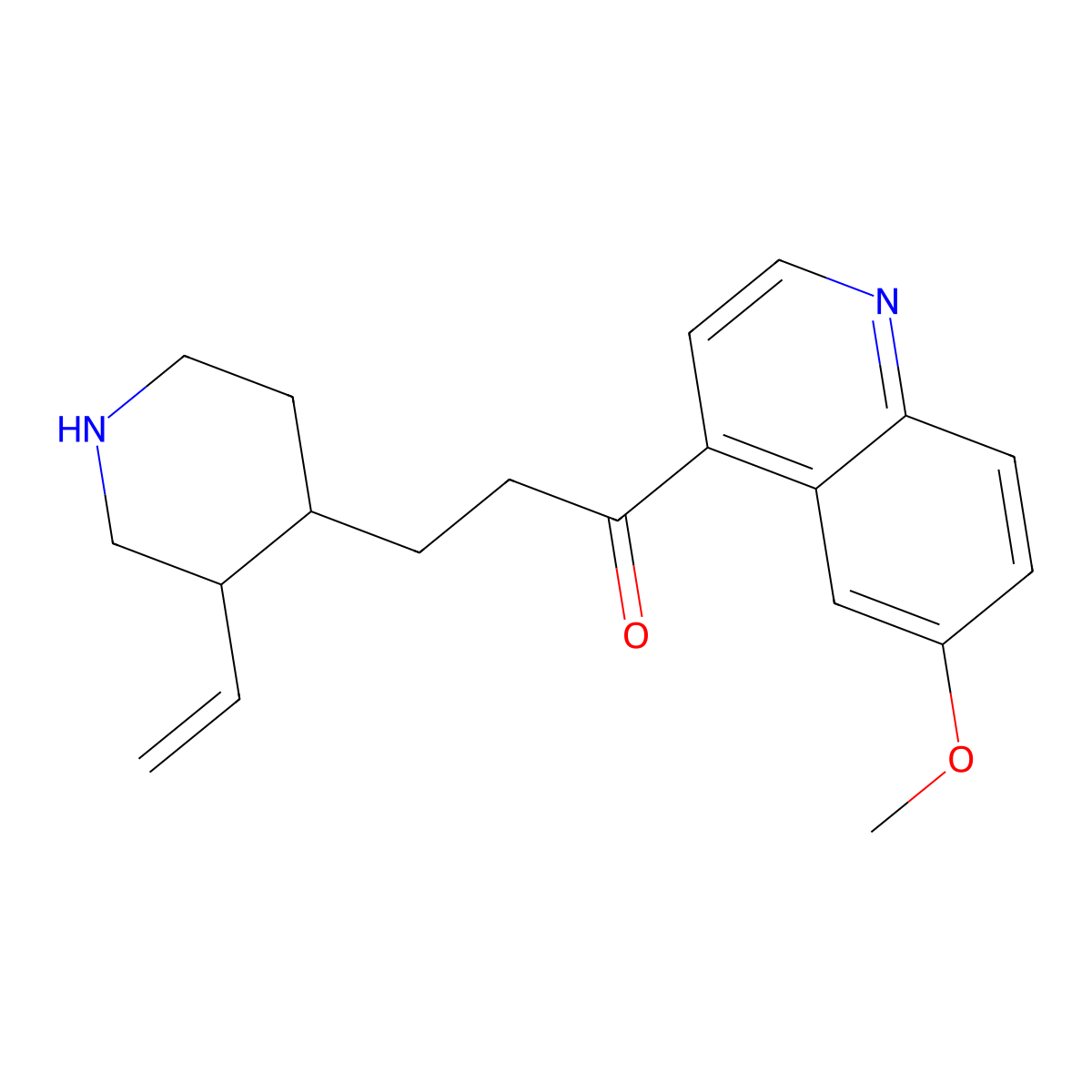 1-(6-Methoxyquinolin-4-yl)-3-(3-vinylpiperidin-4-yl)propan-1-one molecular structure, CAS 50879-75-9