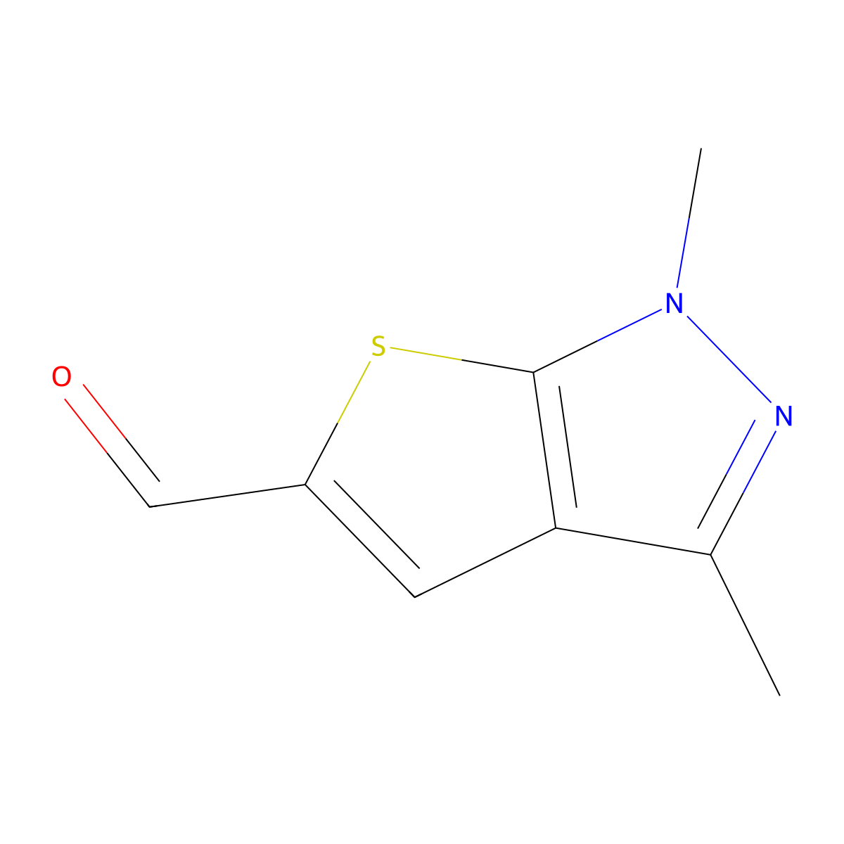 1,3-Dimethyl-1H-thieno[2,3-c]pyrazole-5-carbaldehyde molecular structure, CAS 50880-19-8