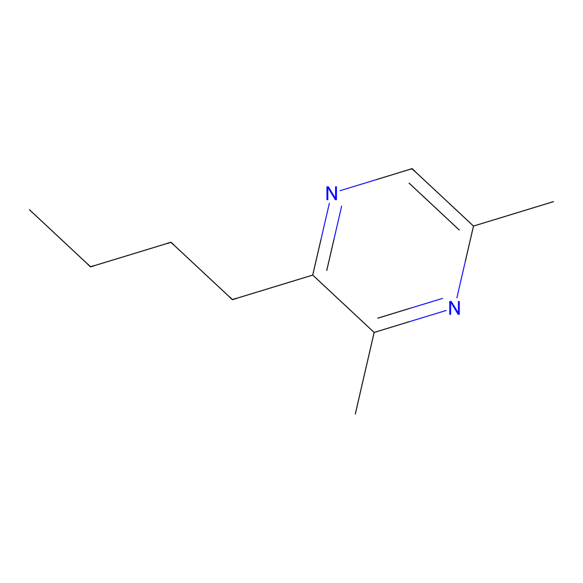 Pyrazine, 2-butyl-3,5-dimethyl- molecular structure, CAS 50888-63-6