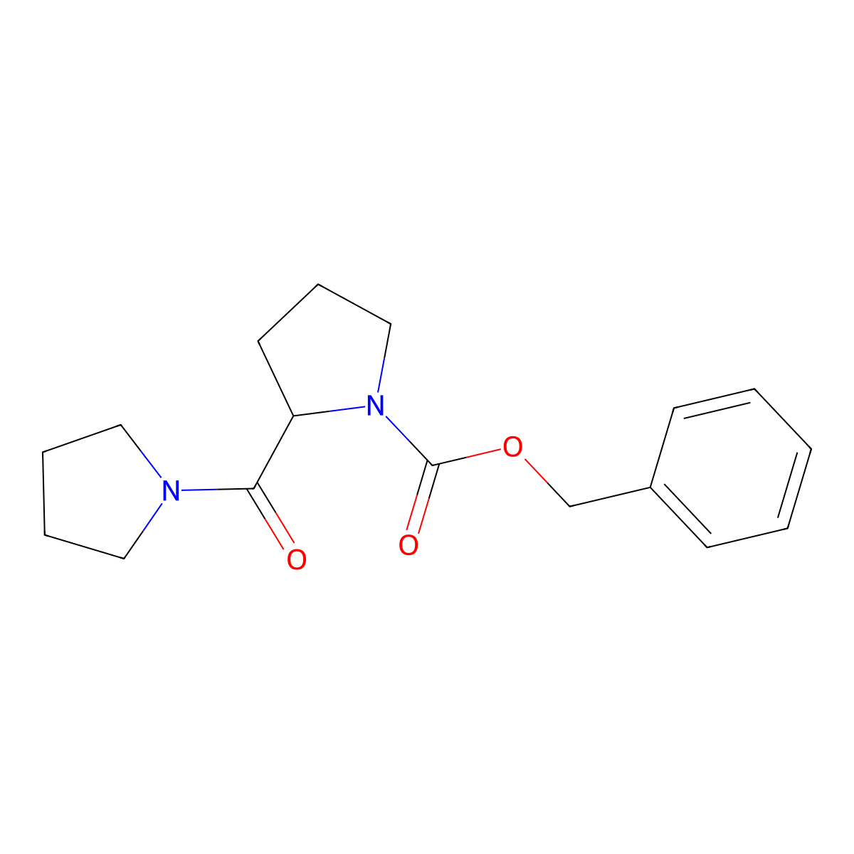 Benzyl (S)-(-)-2-(1-pyrrolidinylcarbonyl)-1-pyrrolidinecarboxylate molecular structure, CAS 50888-84-1
