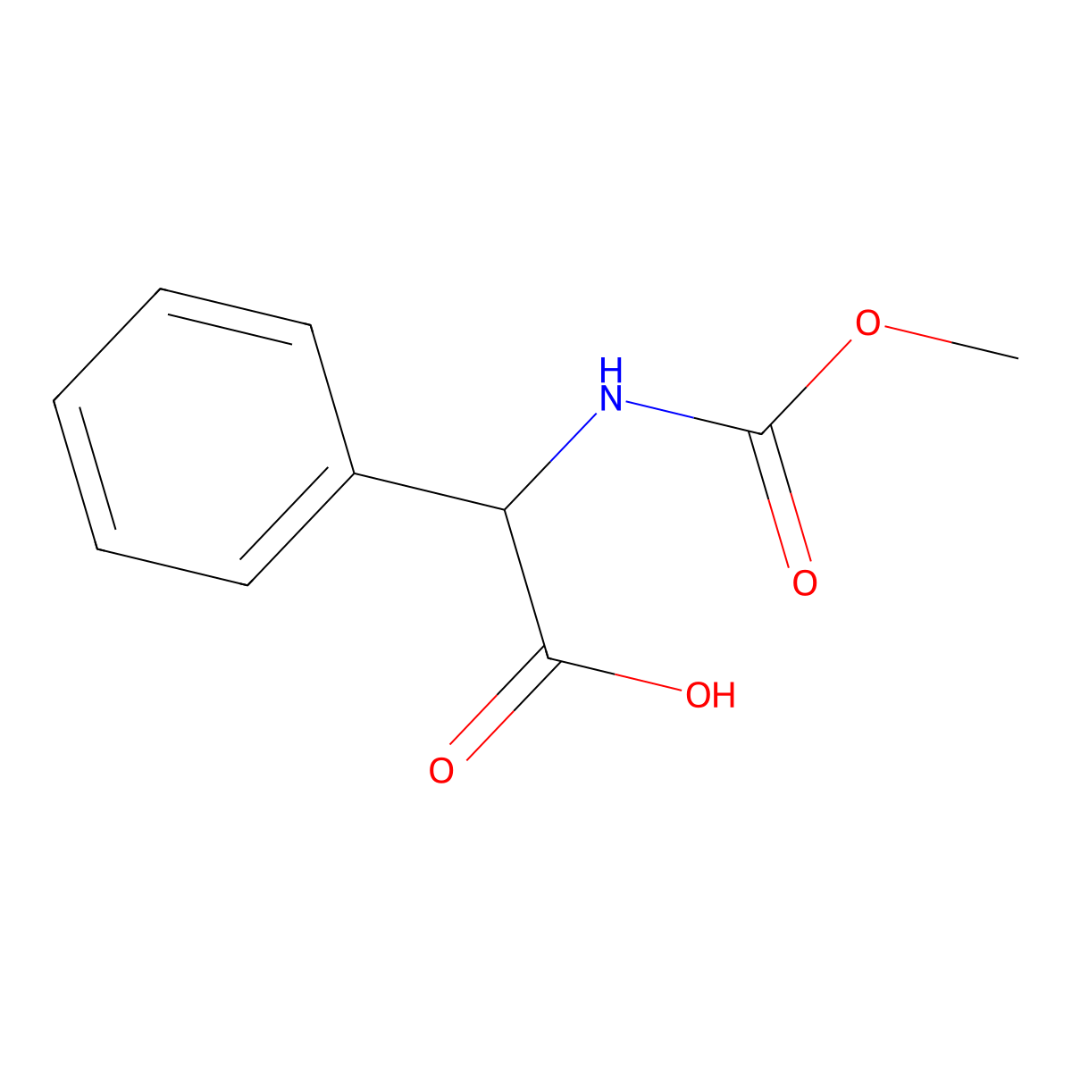 (alphaR)-alpha-((Methoxycarbonyl)amino)benzeneacetic acid molecular structure, CAS 50890-96-5