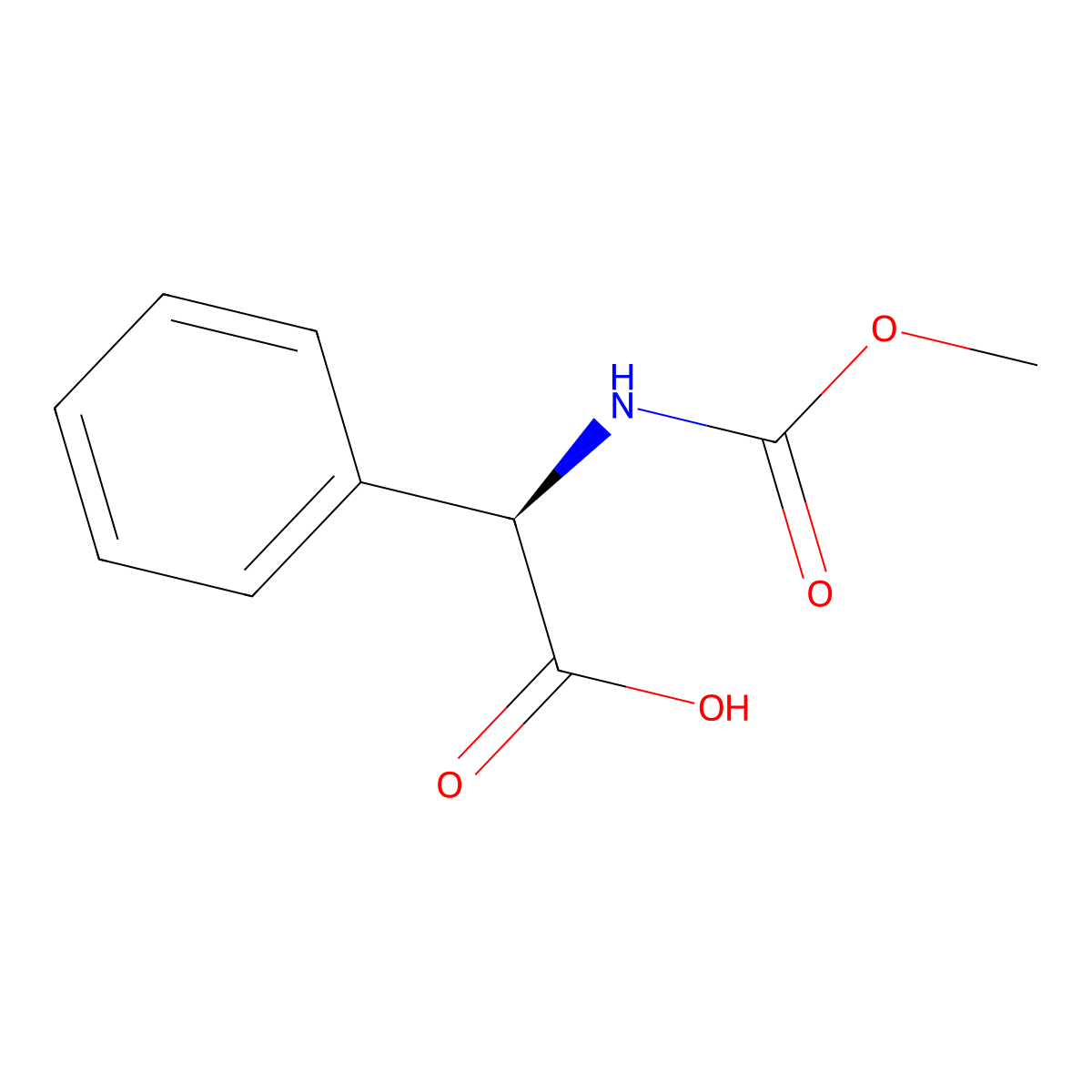 (alphaR)-alpha-((Methoxycarbonyl)amino)benzeneacetic acid molecular structure, CAS 50890-96-5