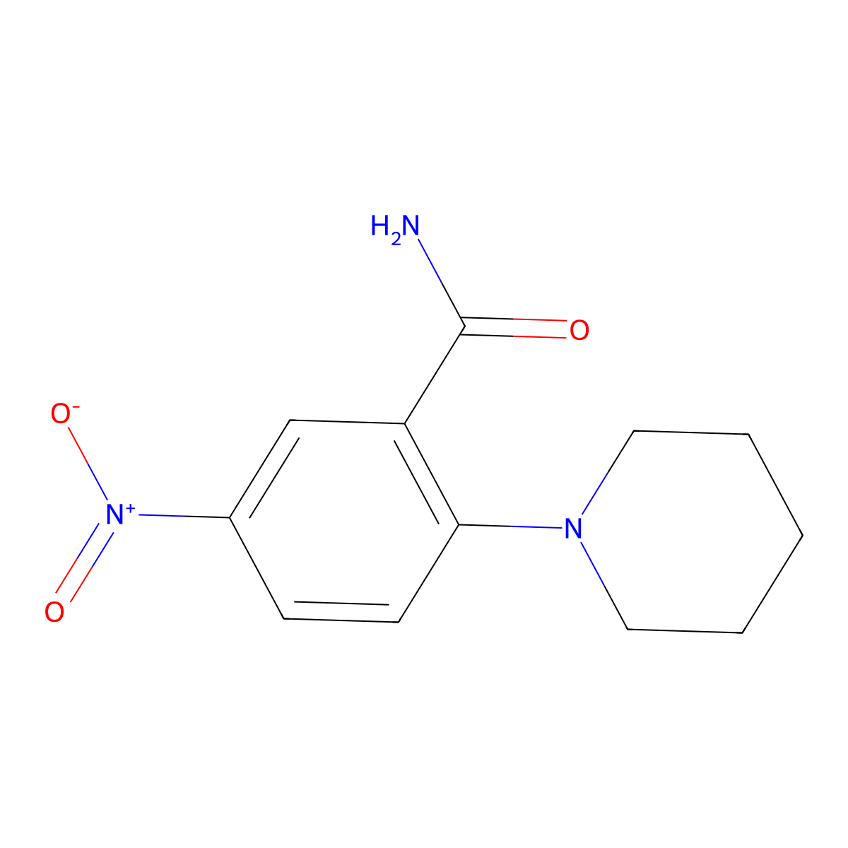5-Nitro-2-(1-piperidinyl)benzamide molecular structure, CAS 50891-30-0