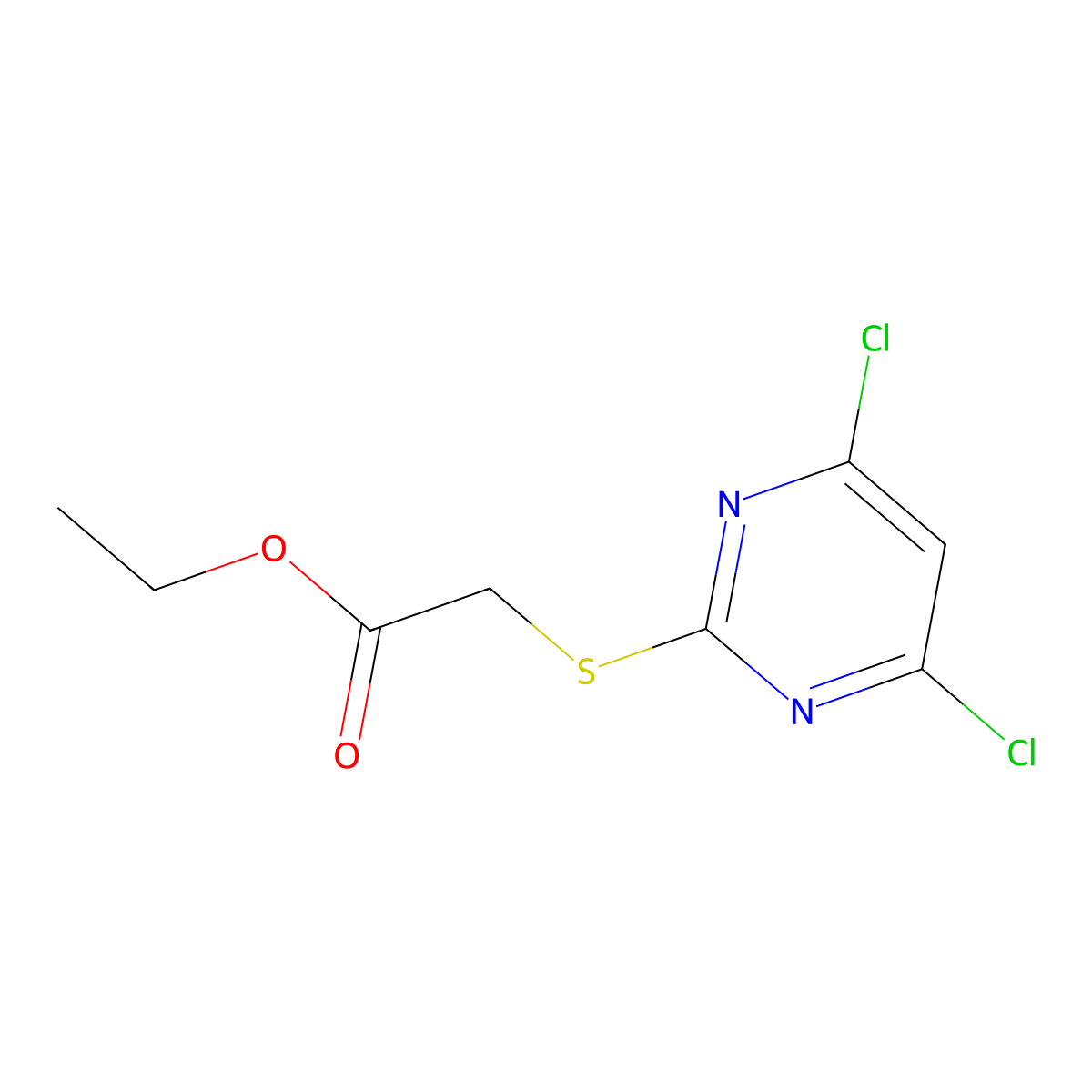Ethyl 2-(4,6-dichloropyrimidin-2-yl)sulfanylacetate molecular structure, CAS 50892-12-1