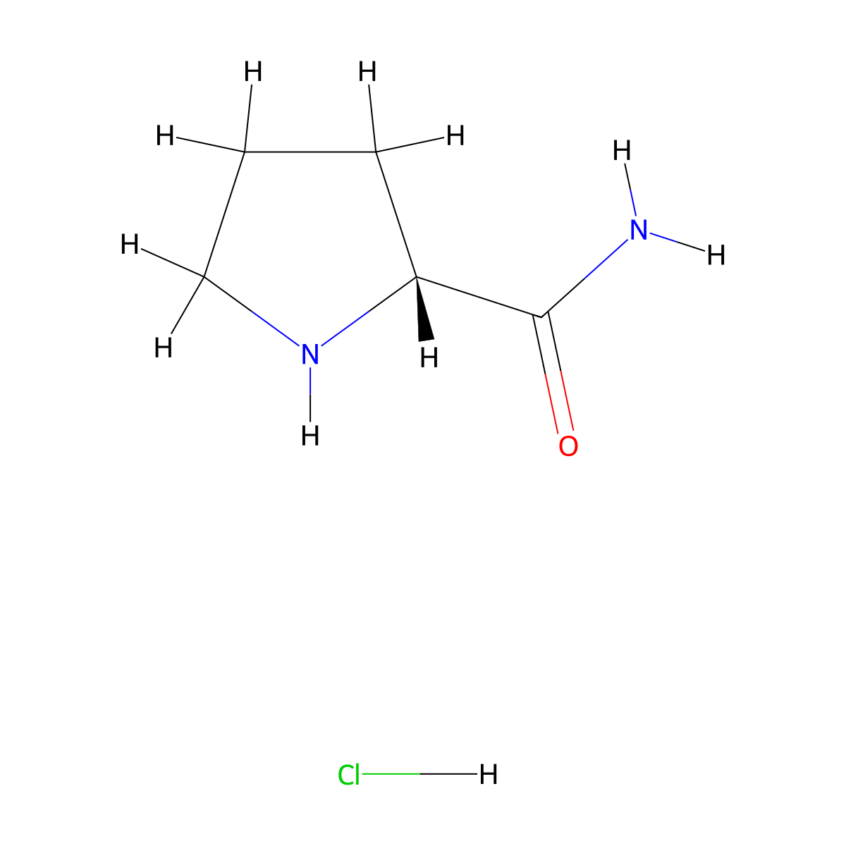 (2R)-pyrrolidine-2-carboxamide hydrochloride molecular structure, CAS 50894-62-7