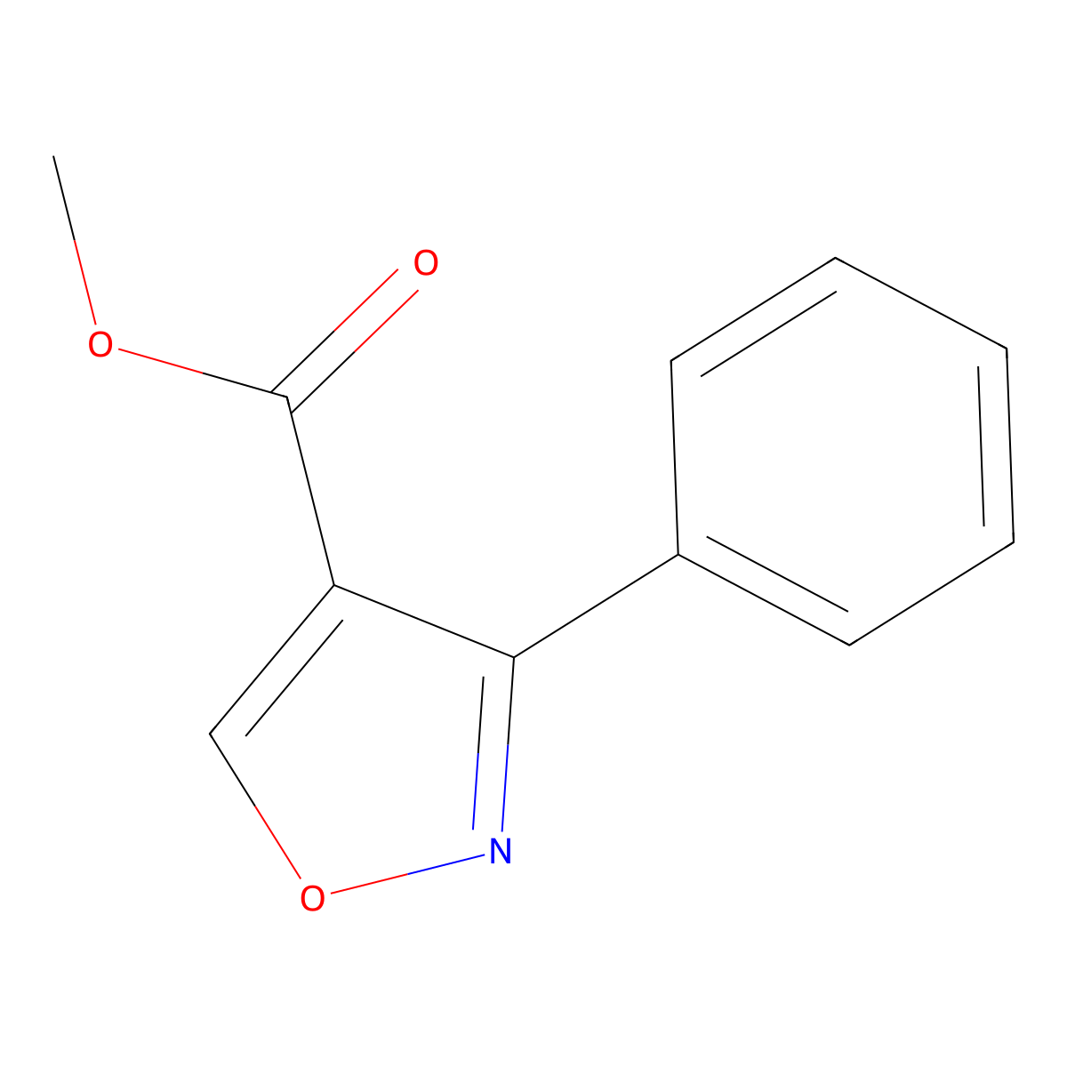 Methyl 3-phenyl-4-isoxazolecarboxylate molecular structure, CAS 50899-16-6