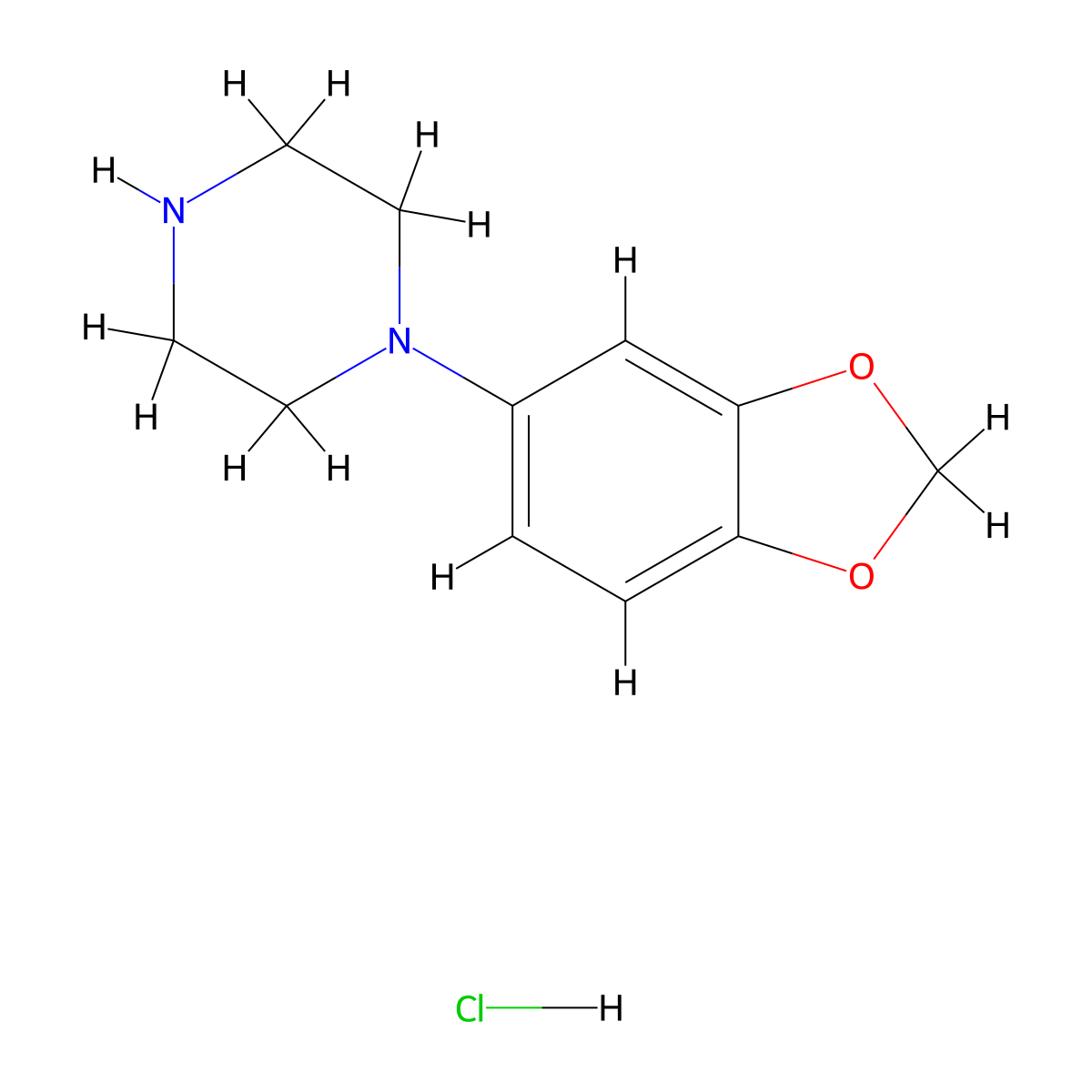1-(Benzo[d][1,3]dioxol-5-yl)piperazine hydrochloride molecular structure, CAS 509076-92-0
