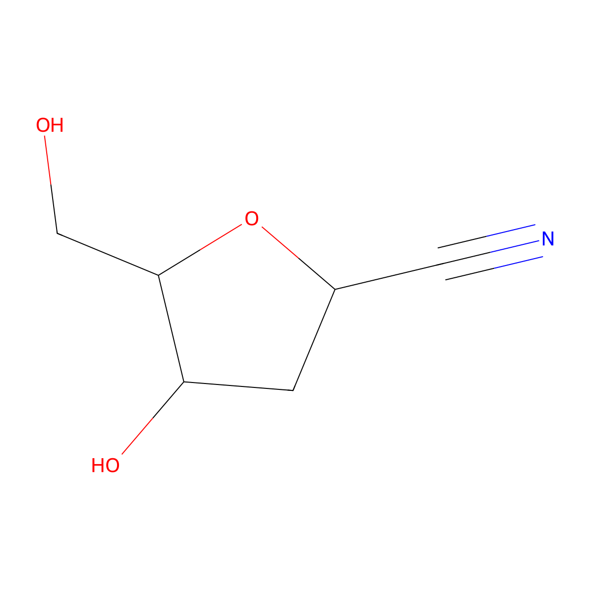 (2S,4S,5R)-4-hydroxy-5-(hydroxymethyl)oxolane-2-carbonitrile molecular structure, CAS 50908-43-5